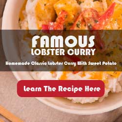 An advertisement for the famous lobster curry recipe